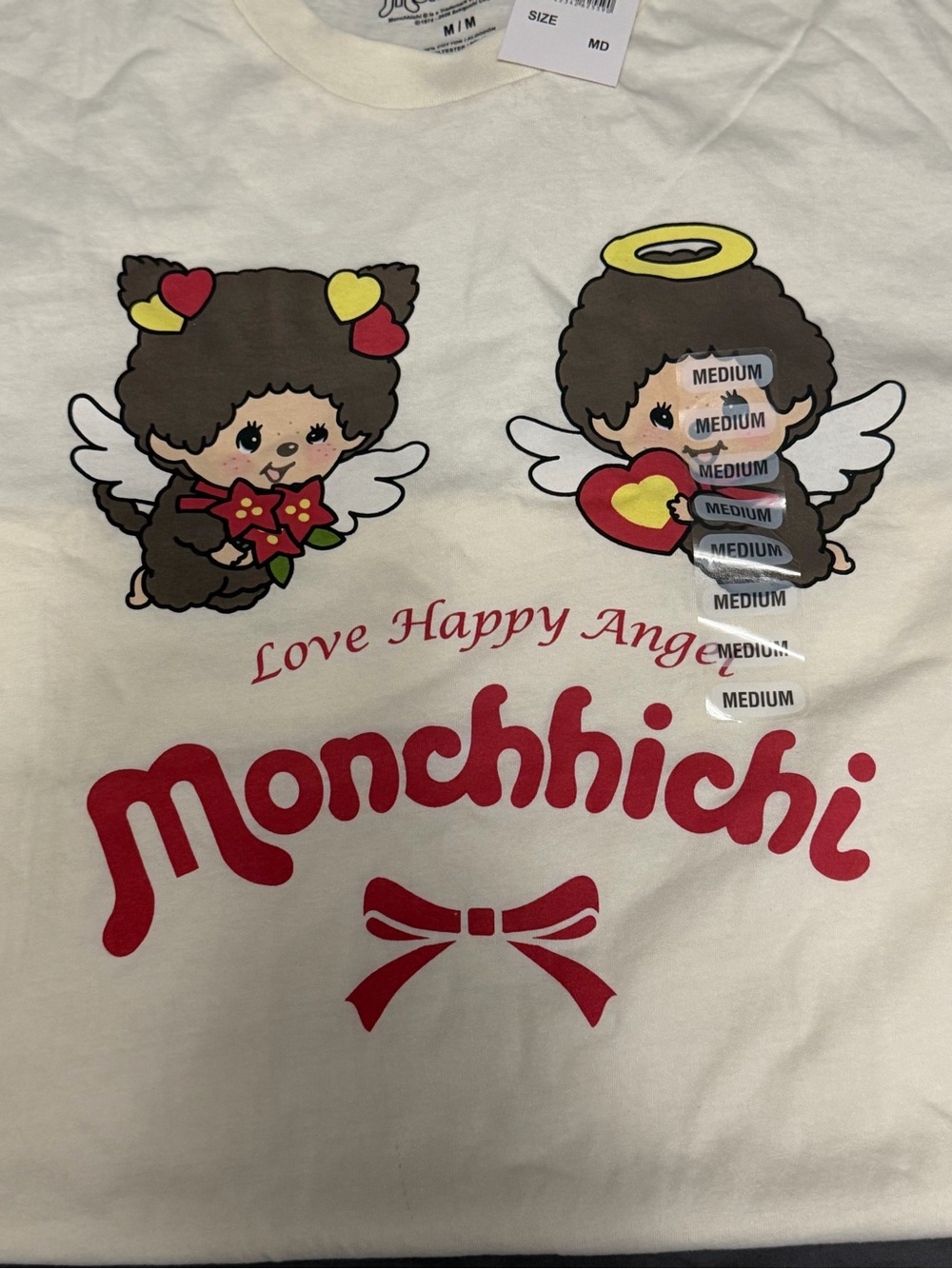 Monchhichi Women’s Cream Graphic Tee - Love Happy Angels